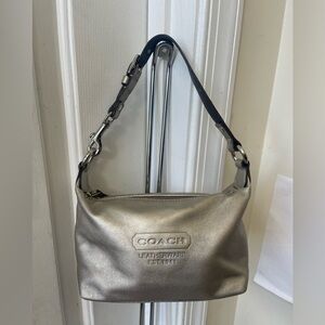 Coach Silver Mini Leather Shoulder Bag EUC